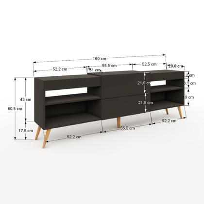 Imagem de Rack para TV Até 55 Polegadas Roma 1 Porta 2 Prateleiras Preto Fosco - Panorama Móveis