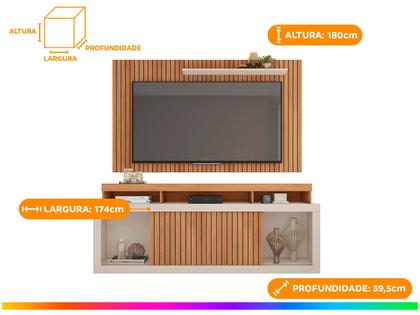 Rack para TV até 60” com Painel 2 Portas Caemmun New Oscar Imagem de Rack para TV até 60” com Painel 2 Portas Caemmun New Oscar