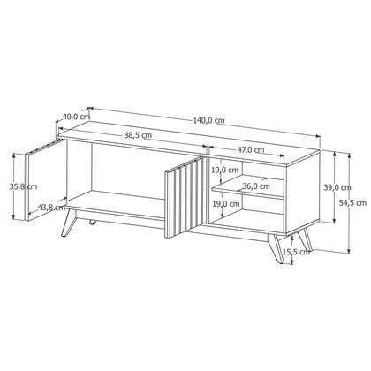 Imagem de Rack para TV até 60 Polegadas 140cm 100% MDF Pés Madeira Maciça