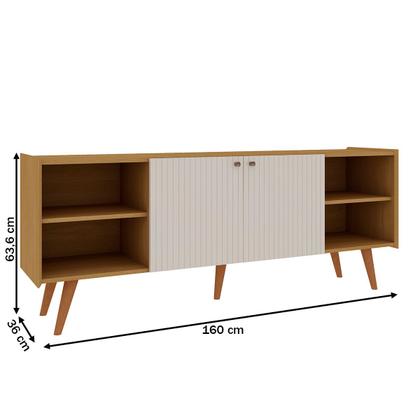 Imagem de Rack para TV Até 60 Polegadas Vértice 2 Portas 100% Mdf Cinamomo/Off White - Genialflex
