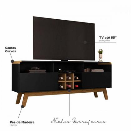 Imagem de Rack Para Tv Até 65" Larimar Bechara Preto Fosco C/Cinamomo