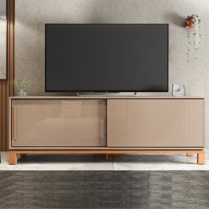 Imagem de Rack para TV até 65 Polegadas 179,4cm Portas com Textura Microrripada Cavalete Mondrian 1.8 Marrom