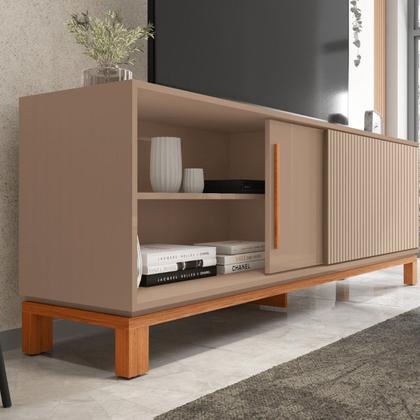 Imagem de Rack para TV até 65 Polegadas 179,4cm Portas com Textura Microrripada Cavalete Mondrian 1.8 Marrom