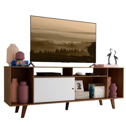 Imagem de Rack para TV até 65 Polegadas Madesa Cancun com Pés - Rustic/Rustic/Branco