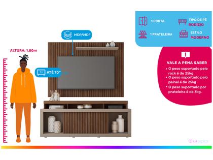 Imagem de Rack para TV até 70” com Painel 1 Porta Caemmun Aegon
