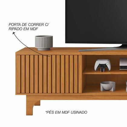 Imagem de Rack para TV até 70 Polegadas Ripado MDF 200cm Cinamomo