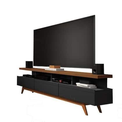 Imagem de Rack para TV até 72 Polegadas MDF 180cm Pés em Madeira Maciça Vivare Preto