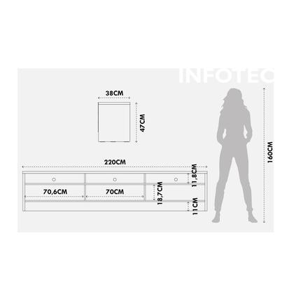 Imagem de Rack para TV Até 75" 3 Portas Aspen 219 cm - Branco Fosco