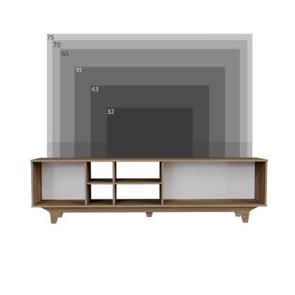Imagem de Rack para TV até 75 Polegadas 100% MDF 200cm 200x55x40cm Lars Marrom