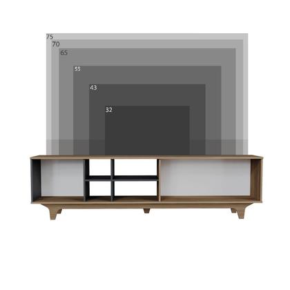 Imagem de Rack para TV até 75 Polegadas 100% MDF 200cm x40cm Lars Marrom