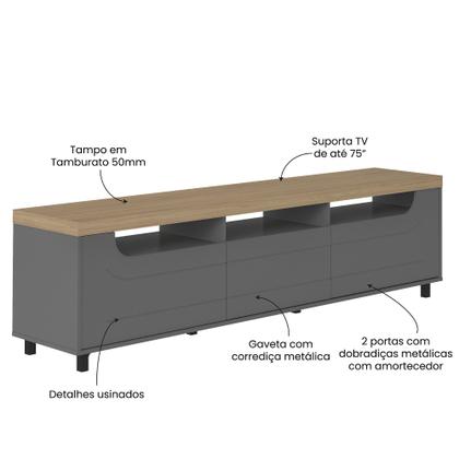 Imagem de Rack para TV até 75 Polegadas 2m Tampo Engrossurado Mercury