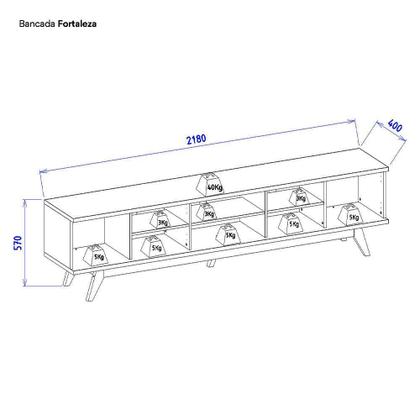 Imagem de Rack para TV até 75 Polegadas com Ripado e 4 Portas Fortaleza