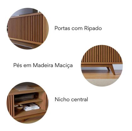 Imagem de Rack para TV até 75 Polegadas com Ripado e 4 Portas Fortaleza