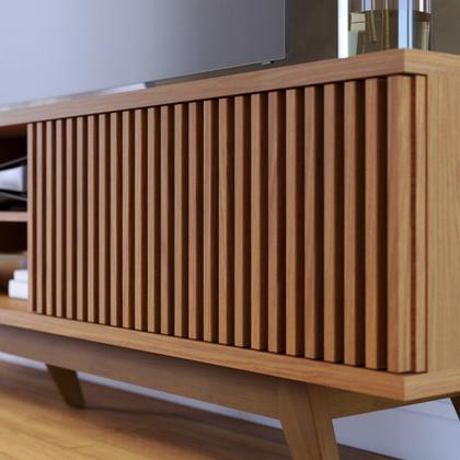 Imagem de Rack para TV até 75 Polegadas com Ripado e 4 Portas Fortaleza