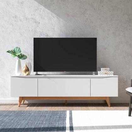 Rack para TV até 75 Polegadas Flynt Off White e Natural 184 cm - Modern Imagem de Rack para TV até 75 Polegadas Flynt Off White e Natural 184 cm