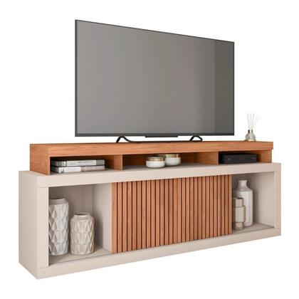 Imagem de Rack para TV até 75 Polegadas MDF 180cm Frisos Decorativos Valença Bege
