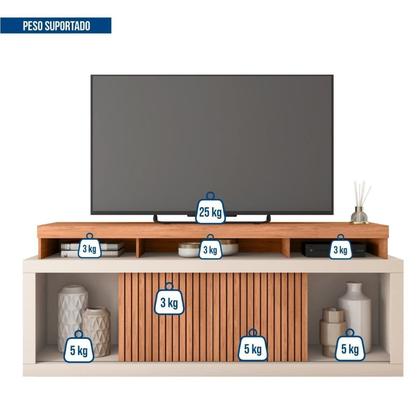 Imagem de Rack para TV até 75 Polegadas MDF 180cm Frisos Decorativos Valença Bege