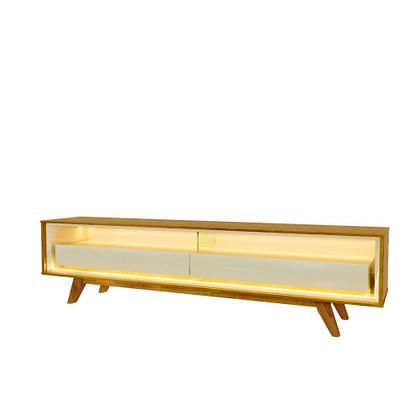 Imagem de Rack para TV até 85 Polegadas com LED 100% MDF 172,5cm Pés em Madeira Maciça Requinte Marrom