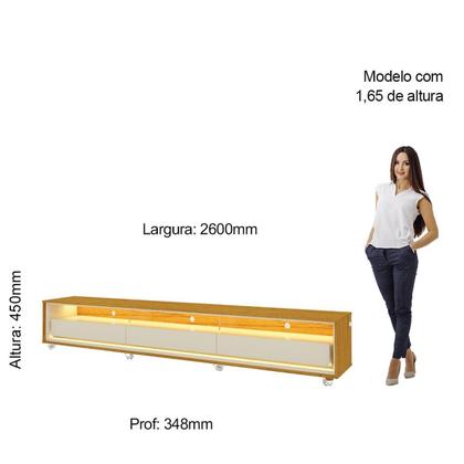Imagem de Rack para TV até 90 Polegadas com LED e Rodízios 260cm 100% MDF Requinte