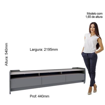 Imagem de Rack para TV até 90 Polegadas com Rodízios 3 Gavetas 3 Nichos Sublime 220cm 100% MDF