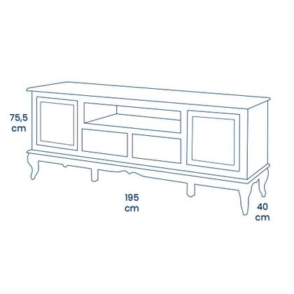 Imagem de Rack para TV com Pés Luis XV 2 Gavetas 2 Portas e Nicho 60503 Linz Móveis - Off White/Imbuia Glazer