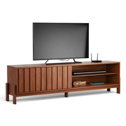 Imagem de Rack Para Tv De Até 65 Polegadas New Aurora Porta De Correr Ripado Com Prateleira