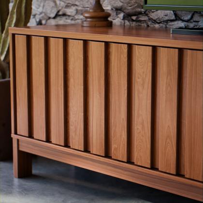 Imagem de Rack Para Tv De Até 65 Polegadas New Aurora Porta De Correr Ripado Com Prateleira