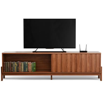 Imagem de Rack Para Tv De Até 65 Polegadas New Aurora Porta De Correr Ripado Com Prateleira