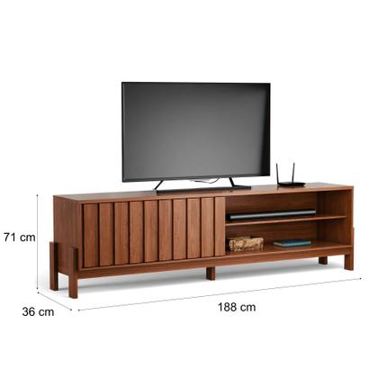 Imagem de Rack Para Tv De Até 65 Polegadas New Aurora Porta De Correr Ripado Com Prateleira