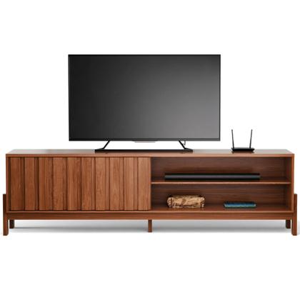 Imagem de Rack Para Tv De Até 65 Polegadas New Aurora Porta De Correr Ripado Com Prateleira