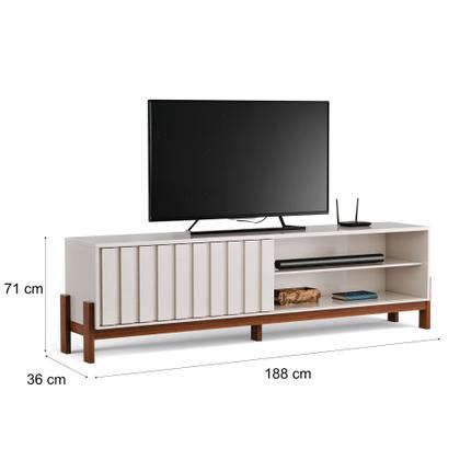 Imagem de Rack Para Tv De Até 65 Polegadas New Aurora Porta De Correr Ripado Com Prateleira