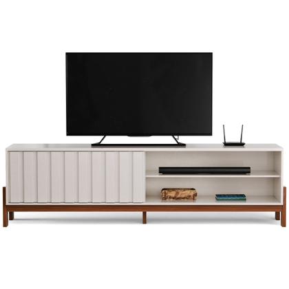 Imagem de Rack Para Tv De Até 65 Polegadas New Aurora Porta De Correr Ripado Com Prateleira