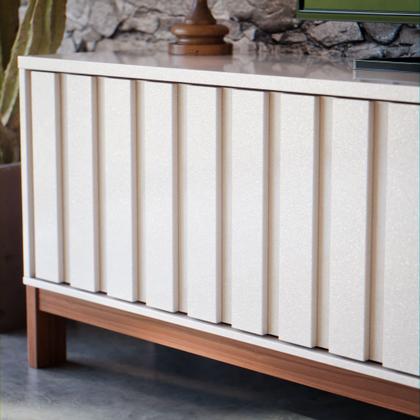 Imagem de Rack Para Tv De Até 65 Polegadas New Aurora Porta De Correr Ripado Com Prateleira