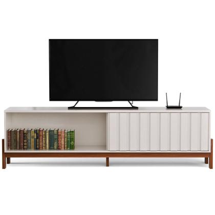 Imagem de Rack Para Tv De Até 65 Polegadas New Aurora Porta De Correr Ripado Com Prateleira