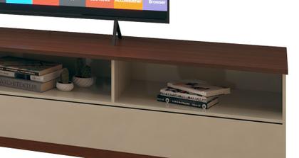 Imagem de Rack para TV Wall 1.8 Off White com Freijó - MoveisAqui