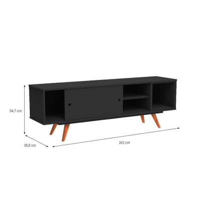 Rack Retrô Berbel Fosco Preto 162 cm - Mobly Imagem de Rack Retrô Berbel Fosco Preto 162 cm