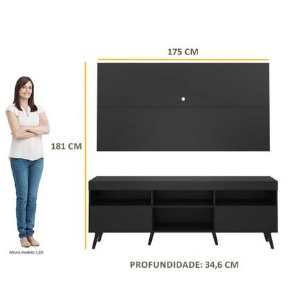 Imagem de Rack Retrô com Painel para TV até 65" Multimóveis Flórida FG3133 Preto