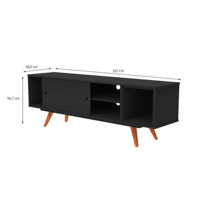 Rack Retrô Denner Fosco Preto 162 cm - Mobly Imagem de Rack Retrô Denner Fosco Preto 162 cm