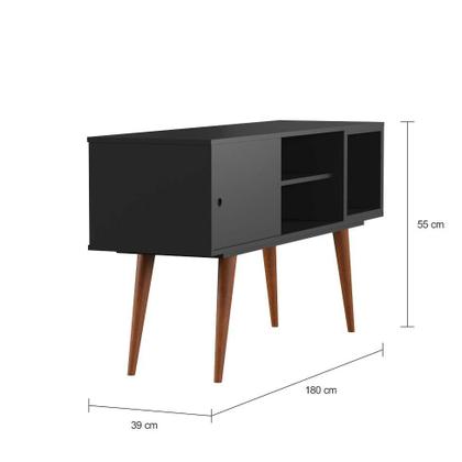 Imagem de Rack Retrô Gisborne Preto 140 cm
