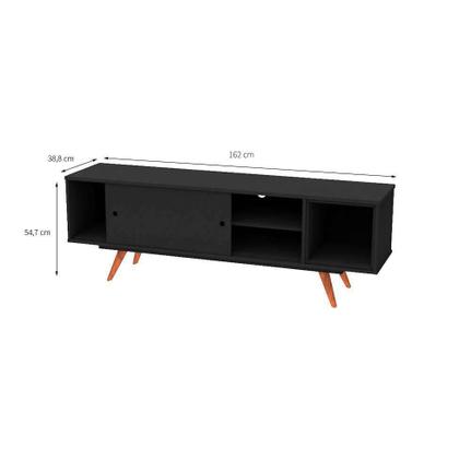 Rack Retrô Gonci Fosco Preto 162 cm - Mobly Imagem de Rack Retrô Gonci Fosco Preto 162 cm