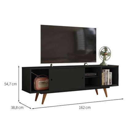 Rack Retrô Goslar Fosco Preto 162 cm - Mobly Imagem de Rack Retrô Goslar Fosco Preto 162 cm