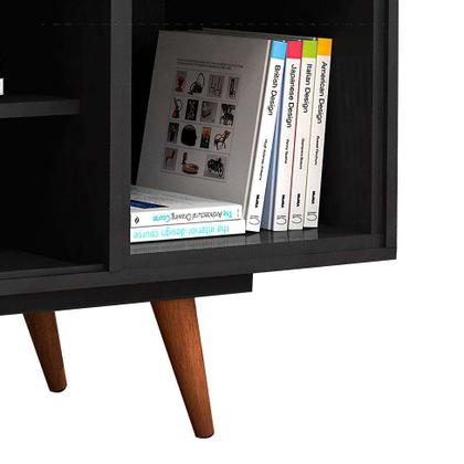 Rack Retrô Goslar Fosco Preto 162 cm - Mobly Imagem de Rack Retrô Goslar Fosco Preto 162 cm