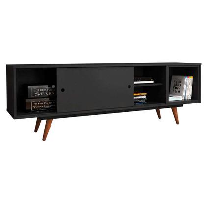 Rack Retrô Goslar Fosco Preto 162 cm - Mobly Imagem de Rack Retrô Goslar Fosco Preto 162 cm