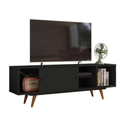 Rack Retrô Goslar Fosco Preto 162 cm - Mobly Imagem de Rack Retrô Goslar Fosco Preto 162 cm