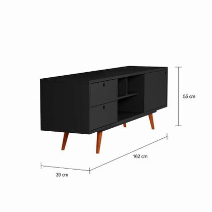 Rack Retrô Kiel Preto 162 cm - Mobly Imagem de Rack Retrô Kiel Preto 162 cm