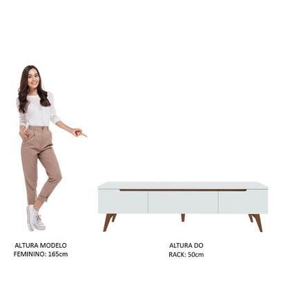 Imagem de Rack Retrô Madesa Reims para TV até 75 Polegadas Pés de Madeira - Branco