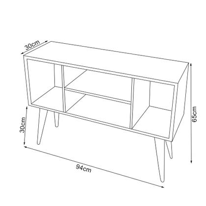Imagem de Rack Retro Pés Palito para Tv Paris com 4 Nichos - Preto