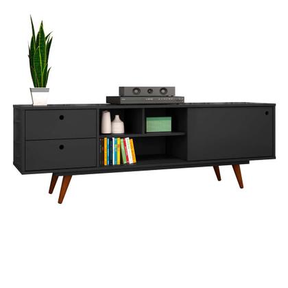 Rack Retrô Weimar Preto 162 cm - Mobly Imagem de Rack Retrô Weimar Preto 162 cm