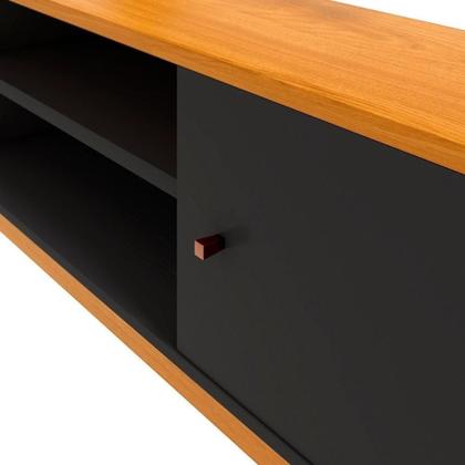 Imagem de Rack Ripado 50 Polegadas Com 2 Portas Monaco - Preto E Cedro