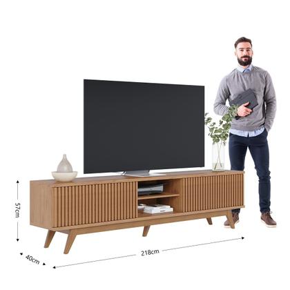 Imagem de Rack Ripado Grande para TV até 75 Pol 220x56cm Fortaleza Freijó